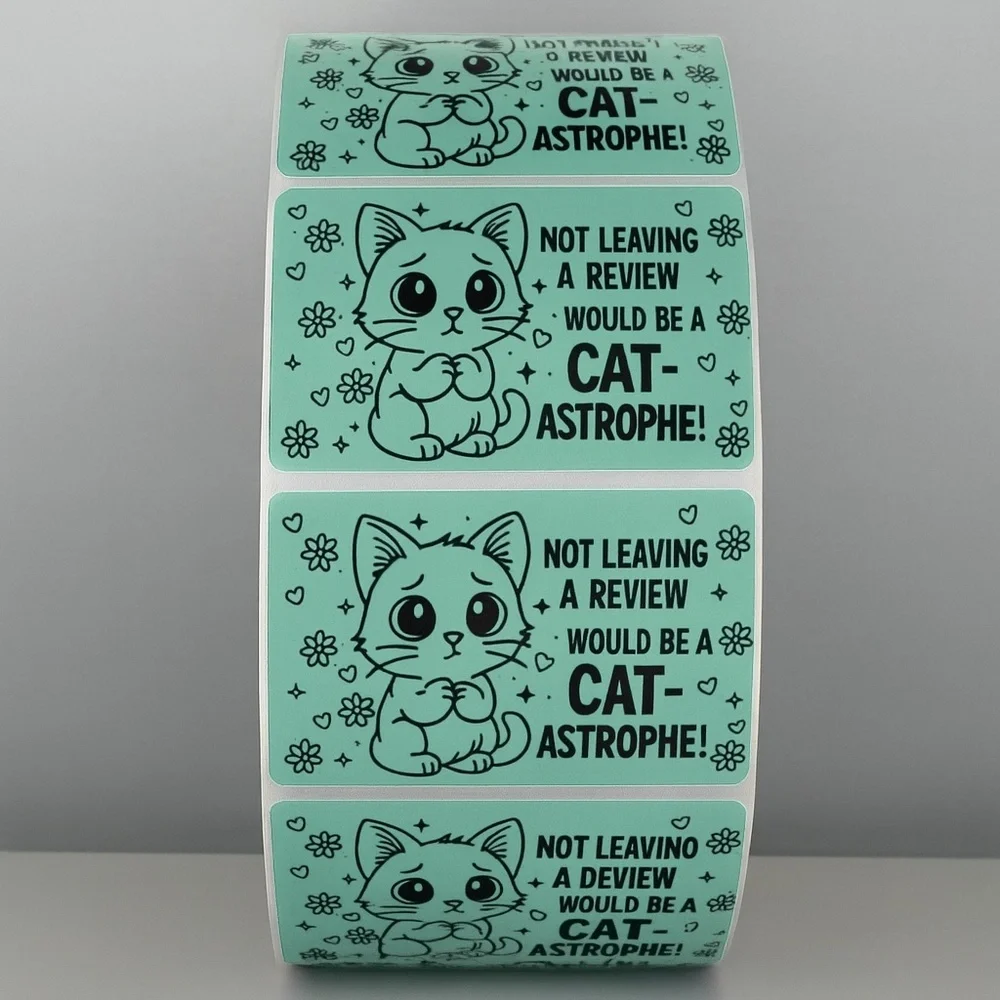 Cat Review Stickers – Cute Not Leaving a Review Would Be a Catastrophe Labels